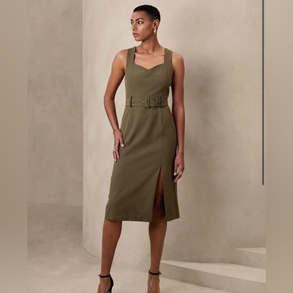 Banana Republic Olive Midi Dress with Belt (NWT)